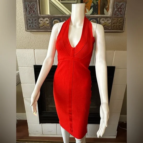 Fashion Nova | Dresses | Fashion Nova Red Bodycon Halter Dress | Poshmark